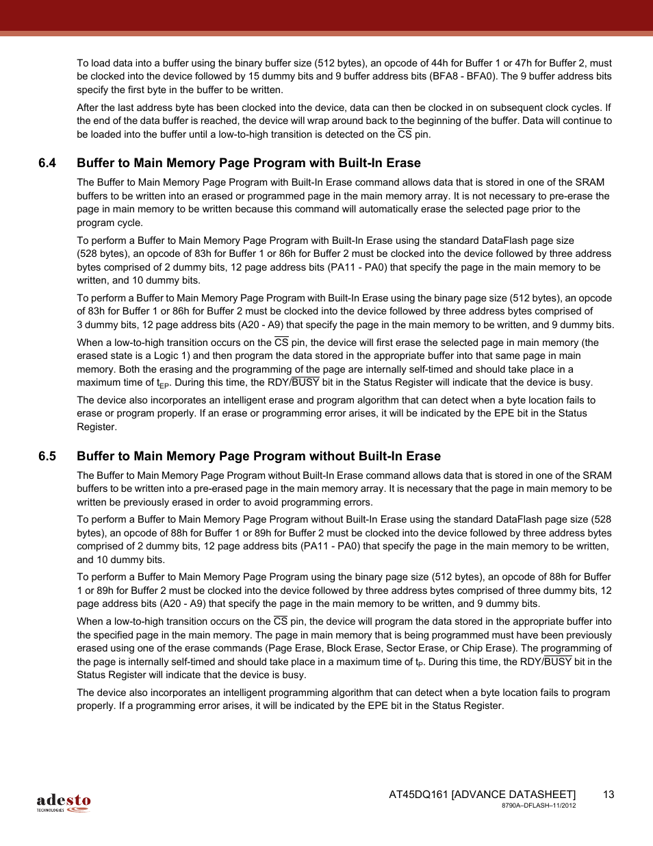Rainbow Electronics AT45DQ161 User Manual | Page 13 / 81
