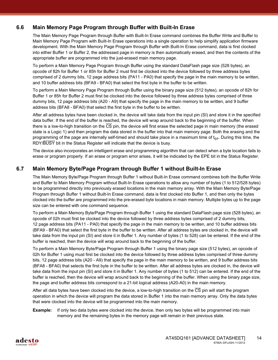 Rainbow Electronics AT45DQ161 User Manual | Page 14 / 81