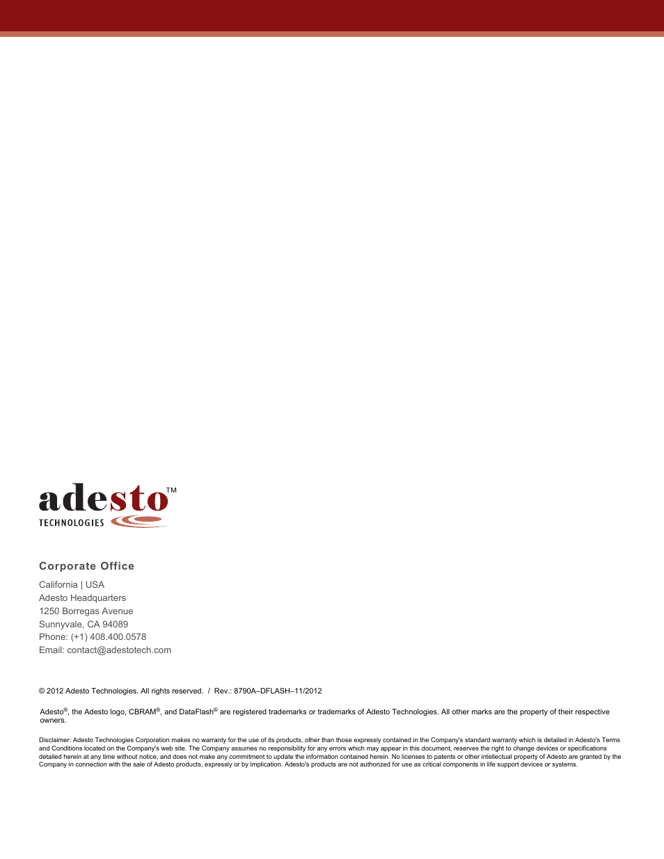 Corporate office | Rainbow Electronics AT45DQ161 User Manual | Page 81 / 81