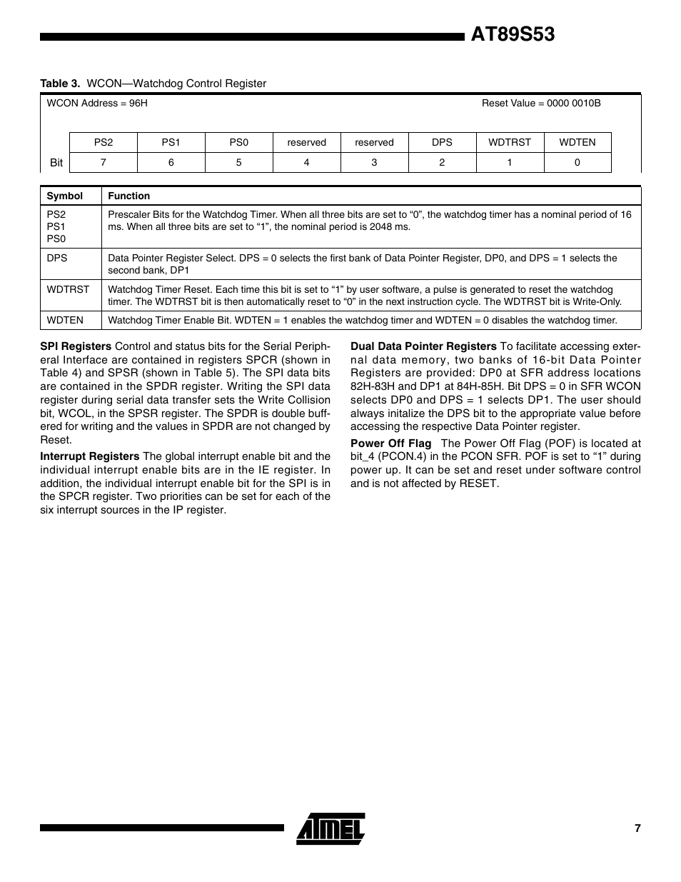 Table 3), At89s53 | Rainbow Electronics AT89S53 User Manual | Page 7 / 33