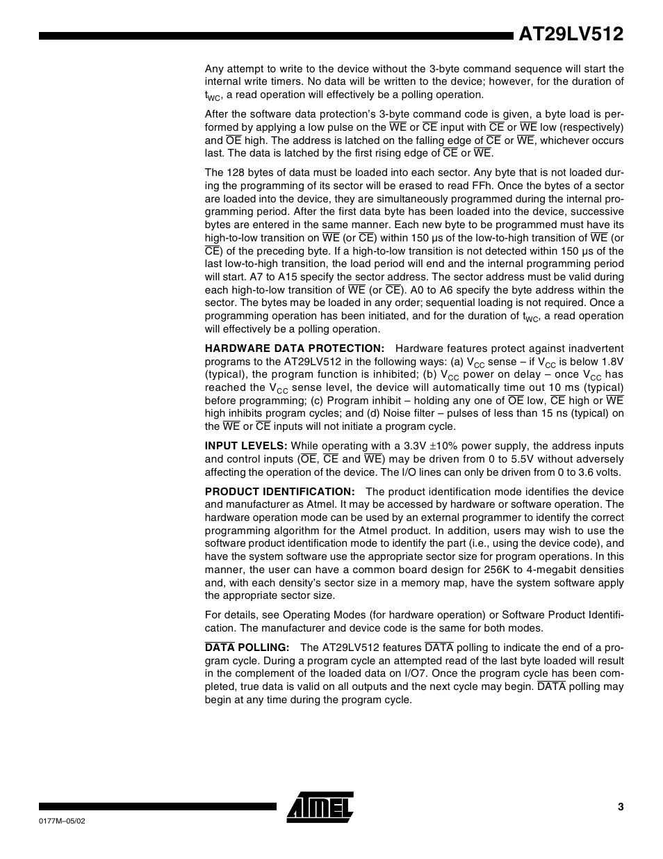 Rainbow Electronics AT29LV512 User Manual | Page 3 / 14