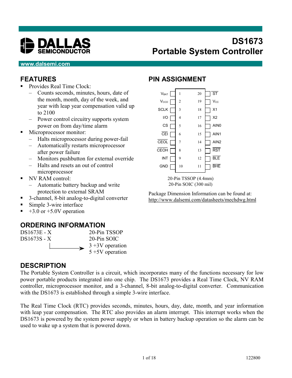 Rainbow Electronics DS1673 User Manual | 18 pages