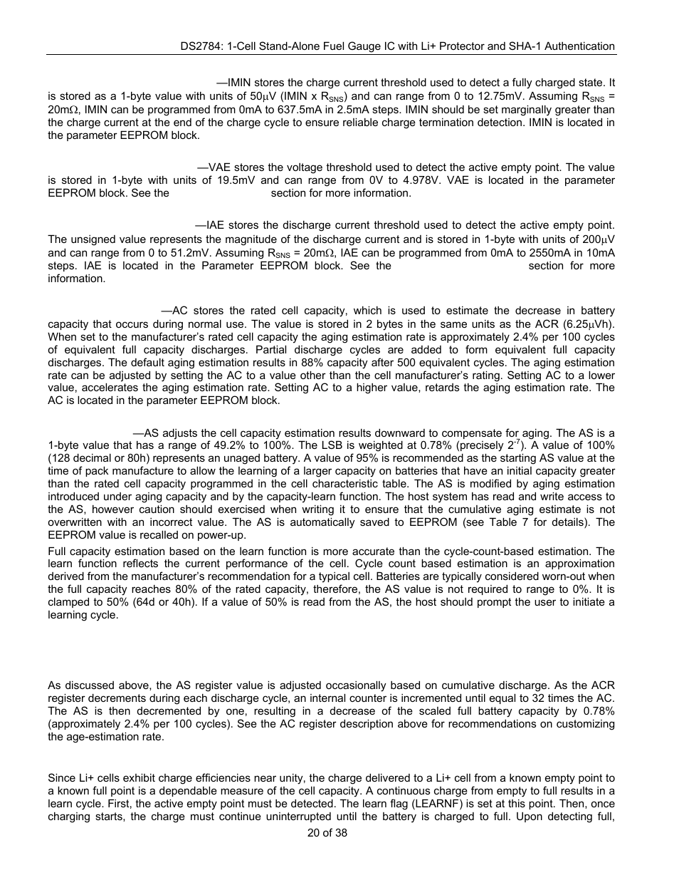 Rainbow Electronics DS2784 User Manual | Page 20 / 38