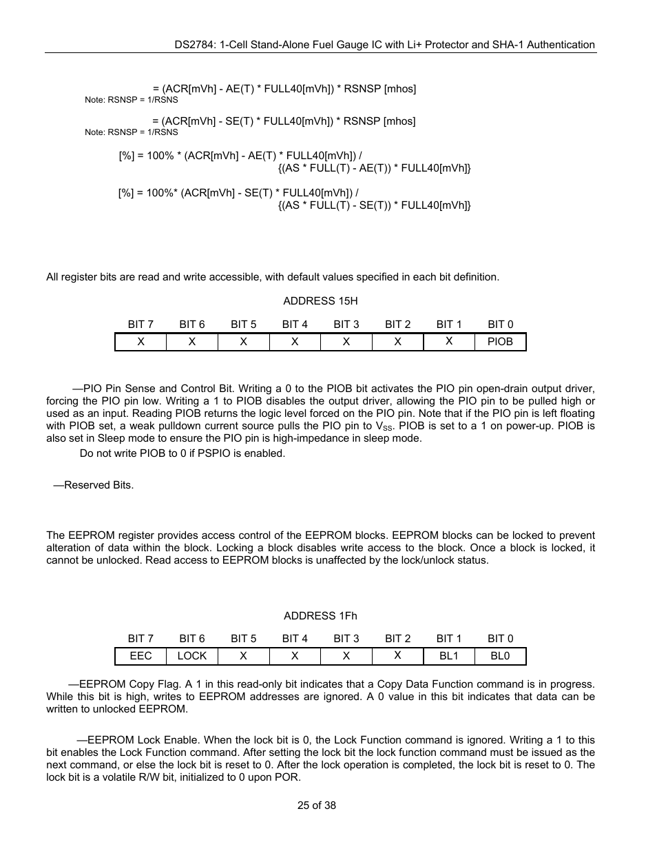 Eeprom register | Rainbow Electronics DS2784 User Manual | Page 25 / 38