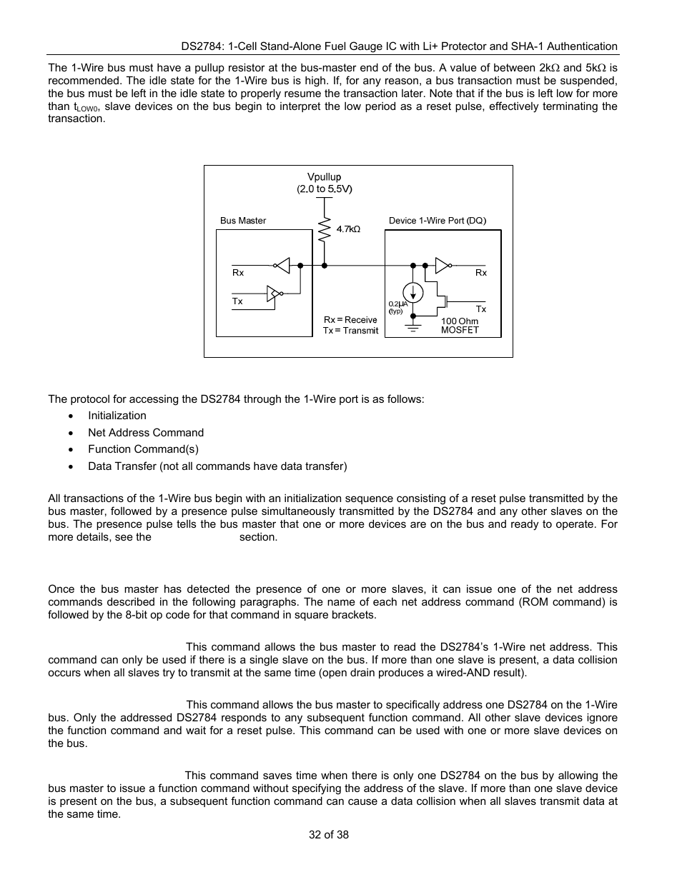Transaction sequence, Net address commands | Rainbow Electronics DS2784 User Manual | Page 32 / 38