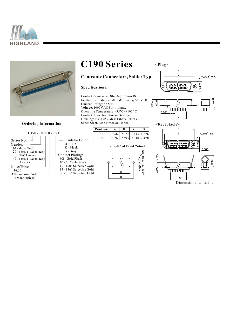 Rainbow Electronics C190 Series User Manual | 1 page