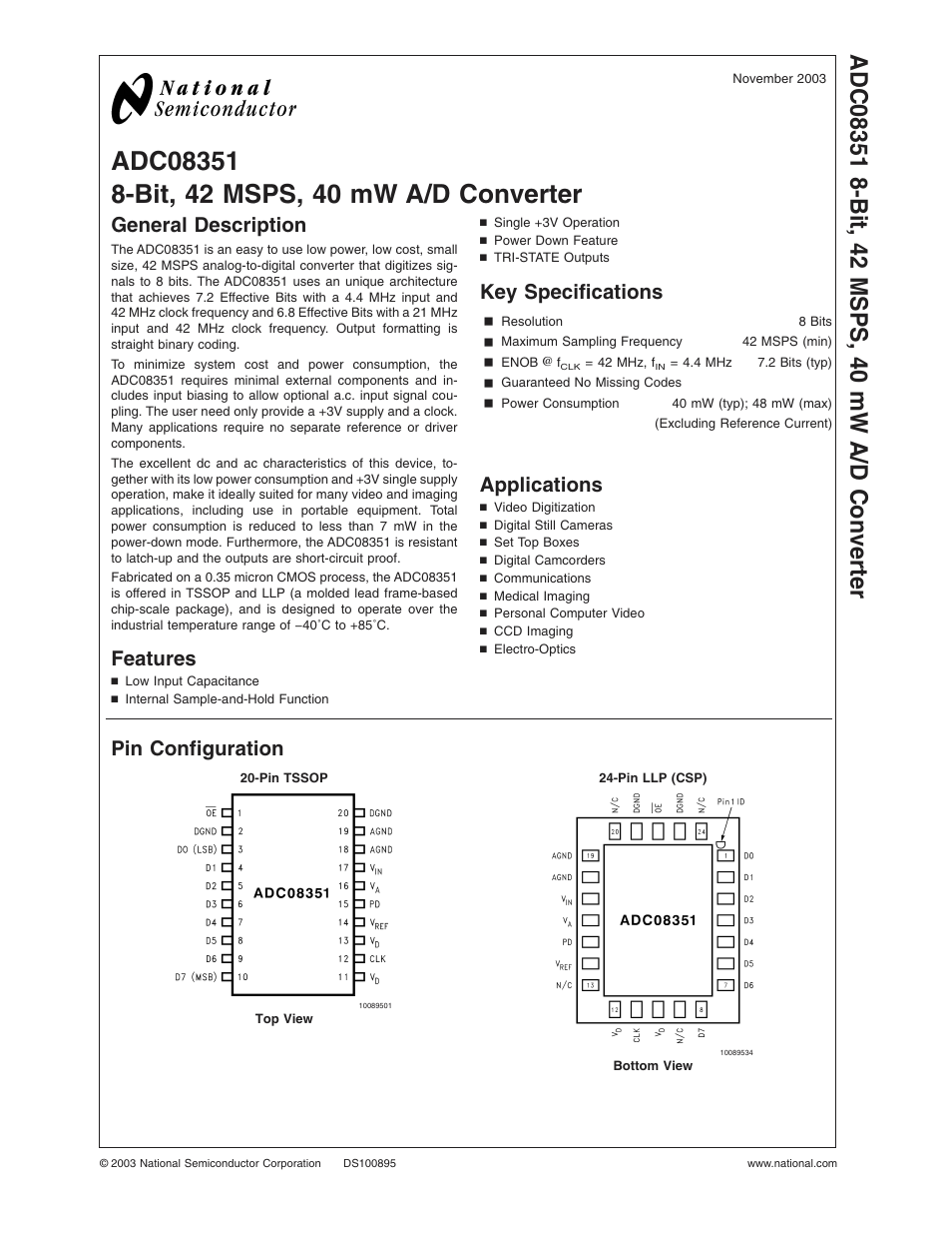 Rainbow Electronics ADC08351 User Manual | 17 pages