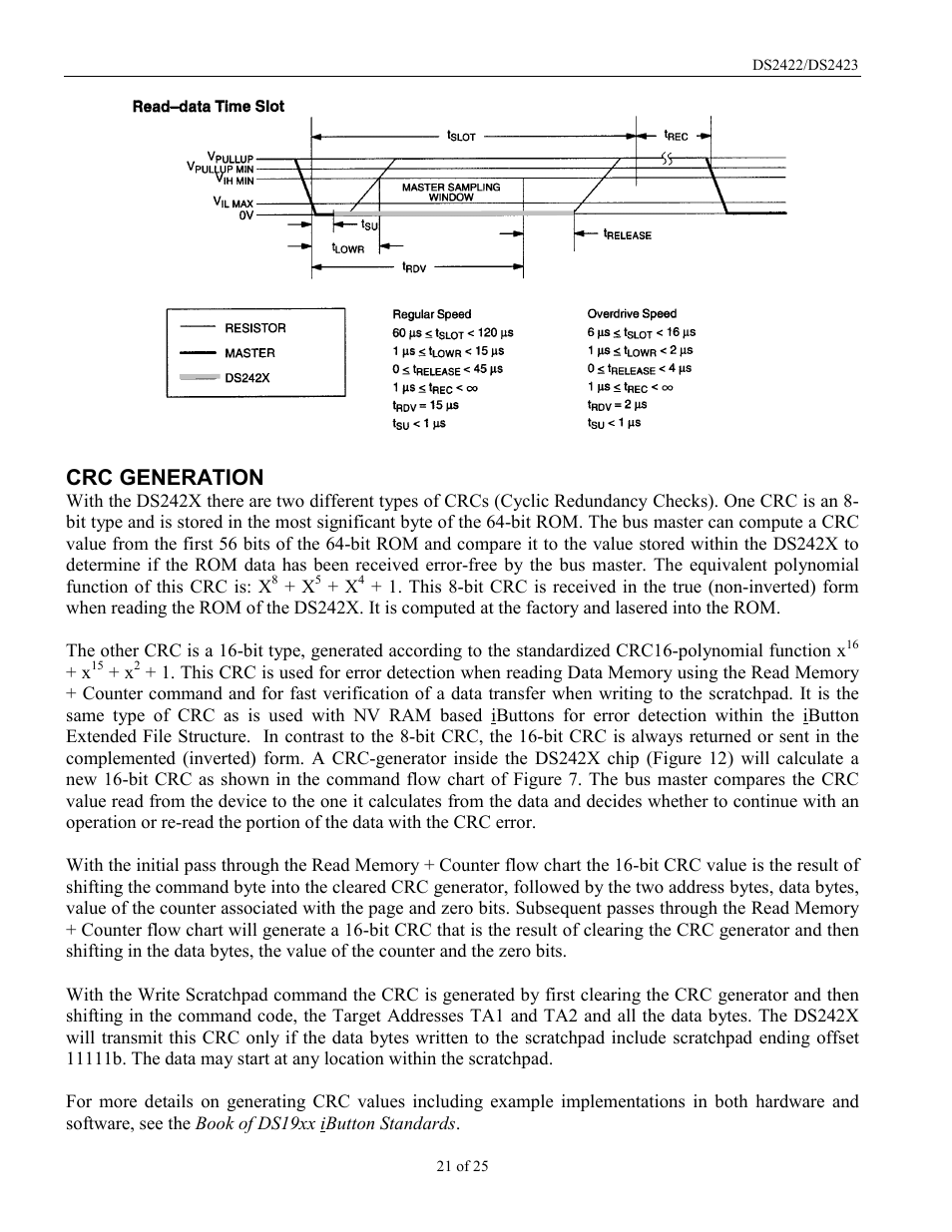 Crc generation | Rainbow Electronics DS2422 User Manual | Page 21 / 25
