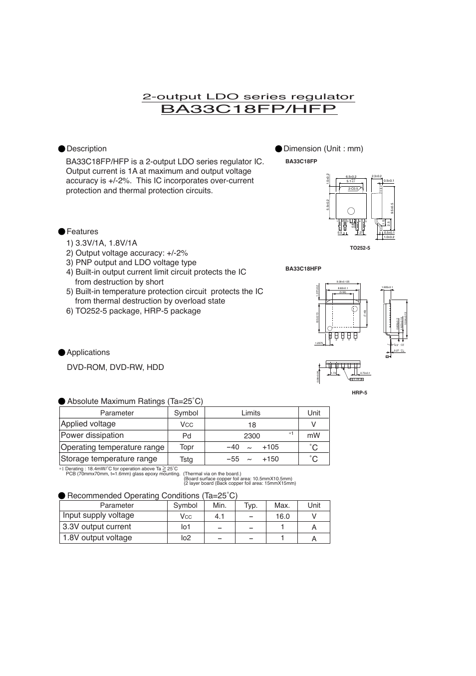 Rainbow Electronics BA33C18FP_HFP User Manual | 2 pages