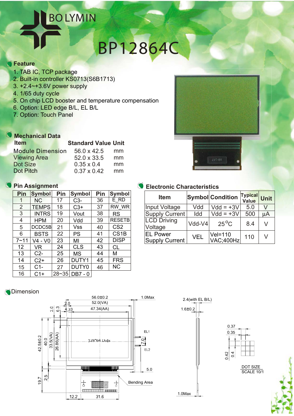 Rainbow Electronics BP12864C User Manual | 1 page