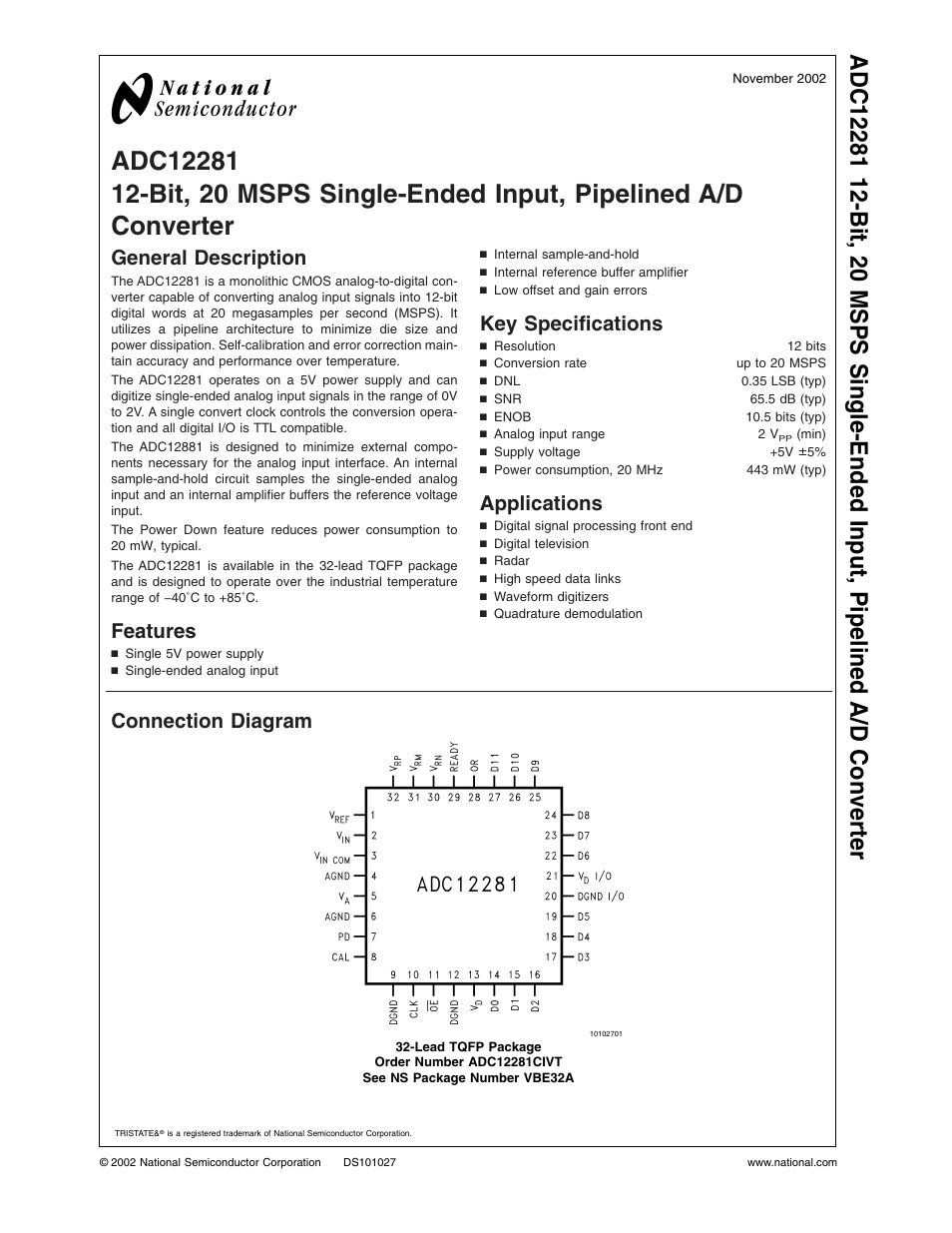 Rainbow Electronics ADC12281 User Manual | 16 pages