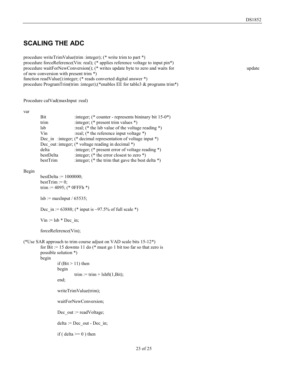 Scaling the adc | Rainbow Electronics DS1852 User Manual | Page 23 / 25