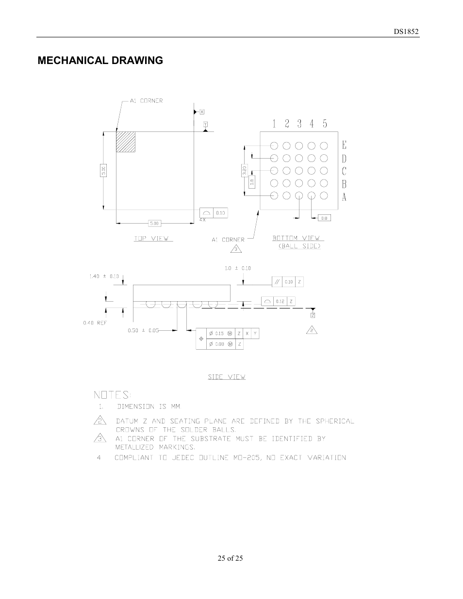 Mechanical drawing | Rainbow Electronics DS1852 User Manual | Page 25 / 25