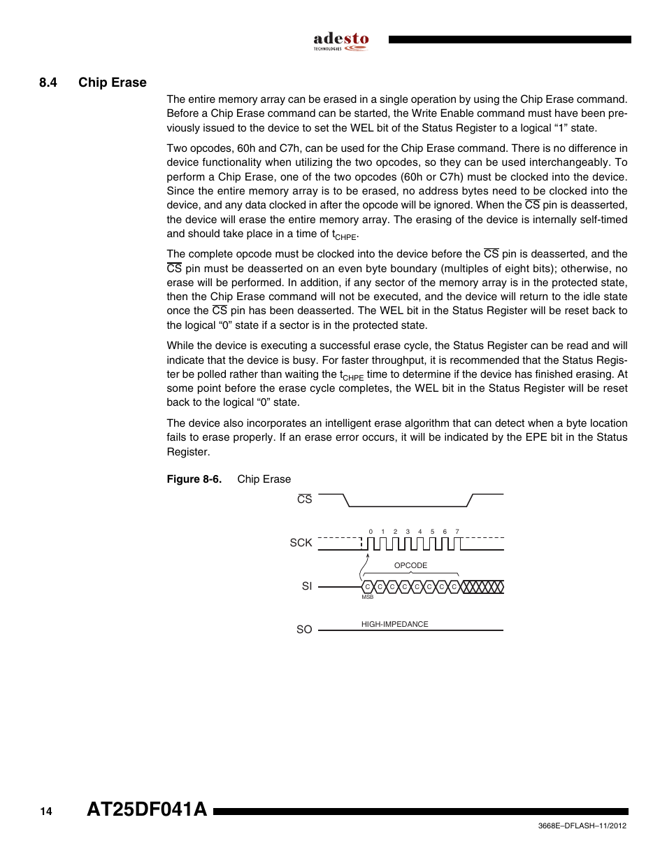 4 chip erase | Rainbow Electronics AT25DF041A User Manual | Page 14 / 41