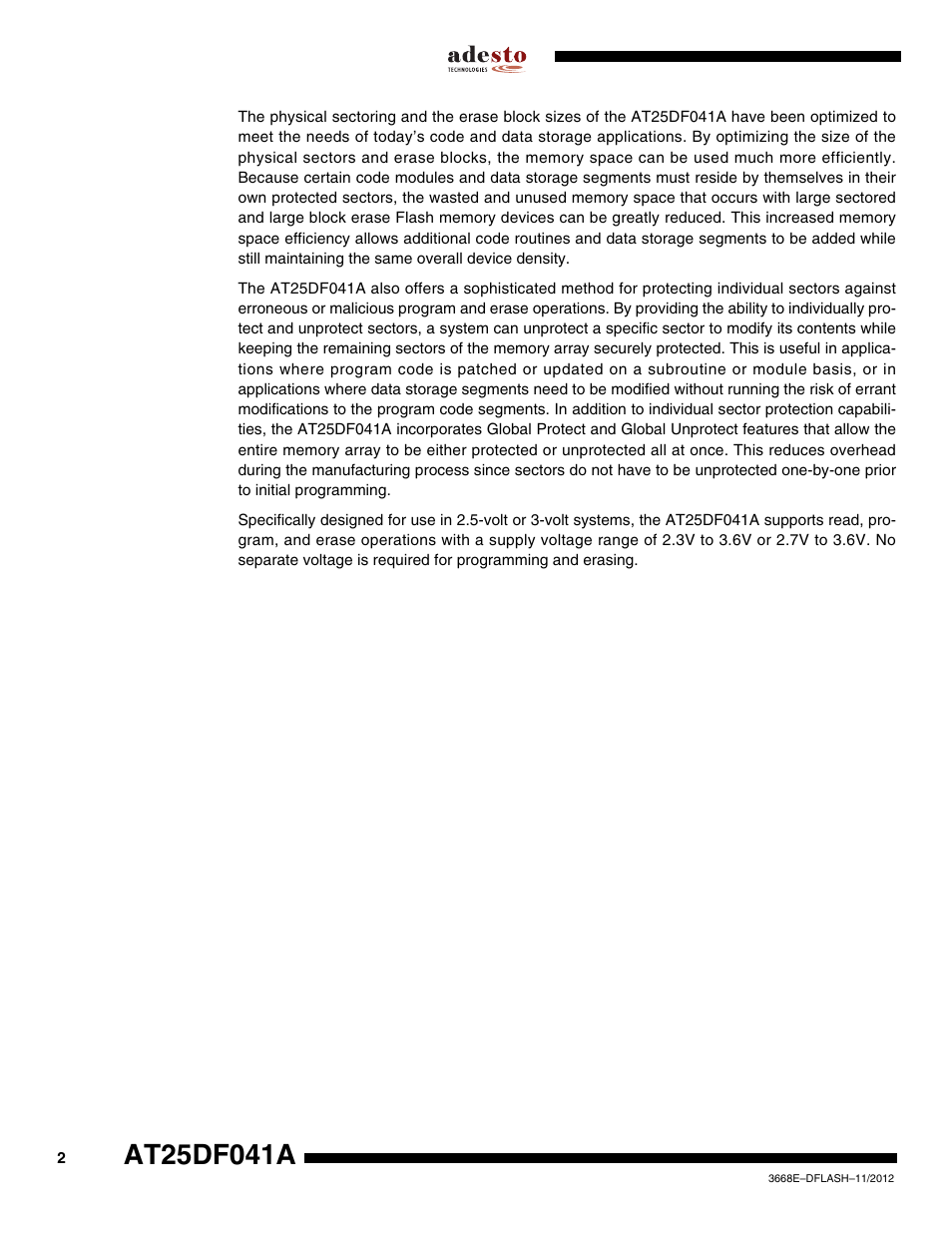 Rainbow Electronics AT25DF041A User Manual | Page 2 / 41