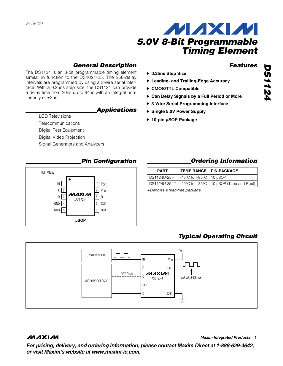 Rainbow Electronics DS1124 User Manual | 9 pages