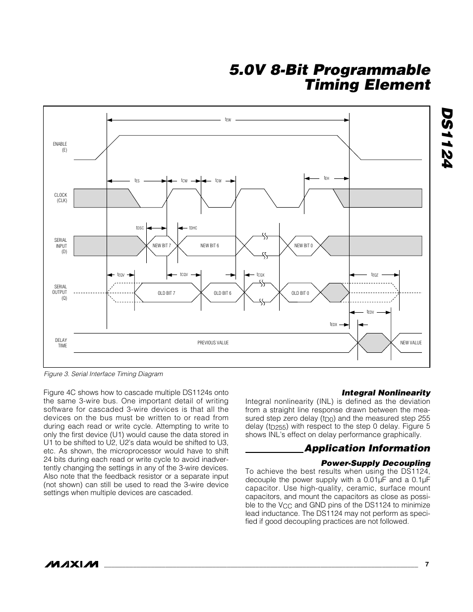 Application information, Integral nonlinearity, Power-supply decoupling | Rainbow Electronics DS1124 User Manual | Page 7 / 9
