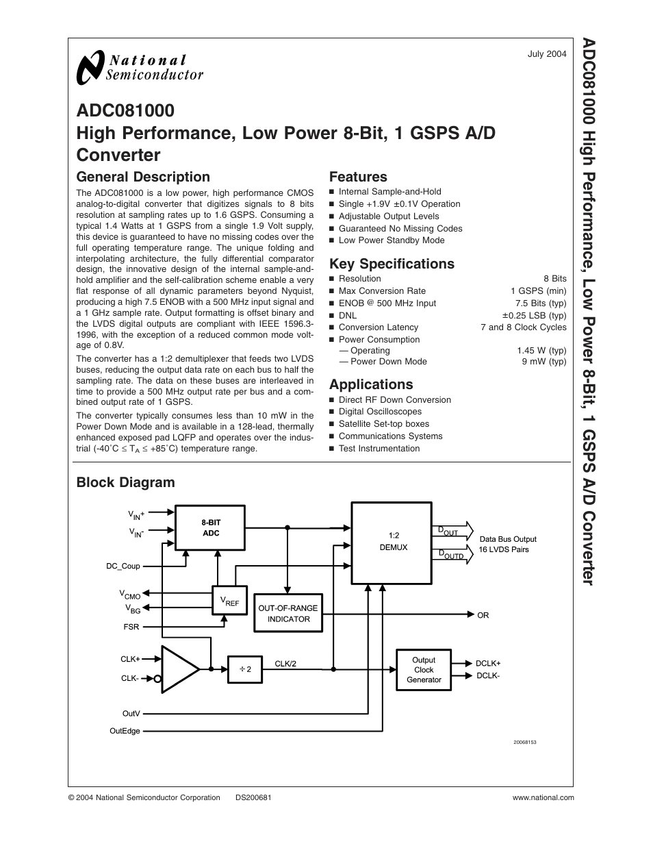 Rainbow Electronics ADC081000 User Manual | 29 pages