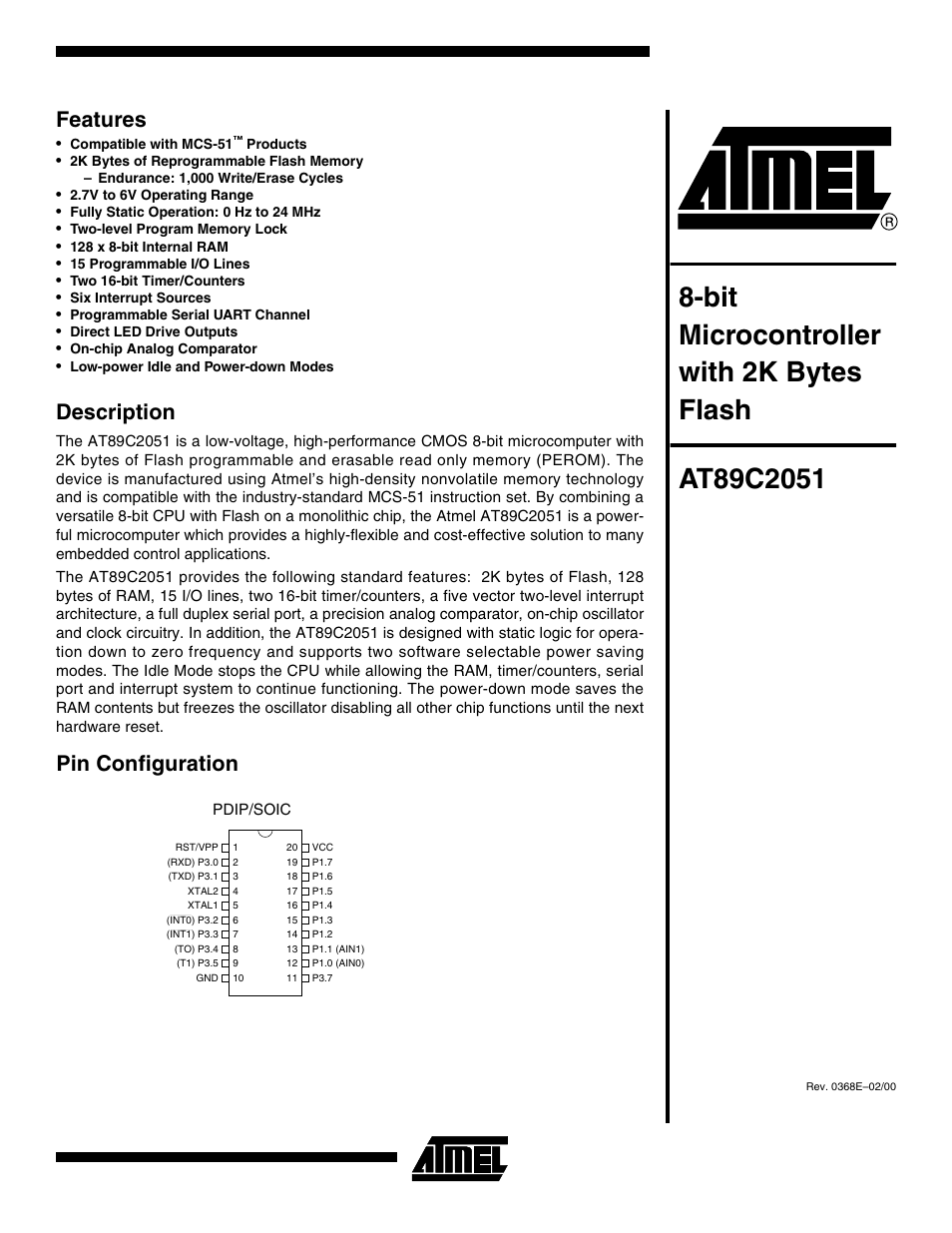 Rainbow Electronics АТ89С2051 User Manual | 15 pages