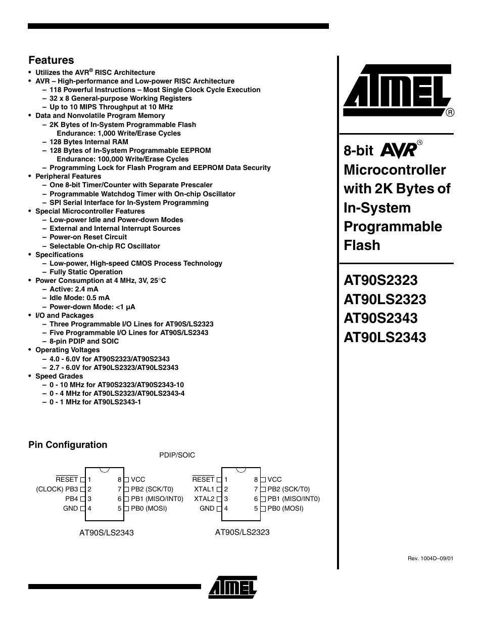 Rainbow Electronics AT90LS2343 User Manual | 64 pages