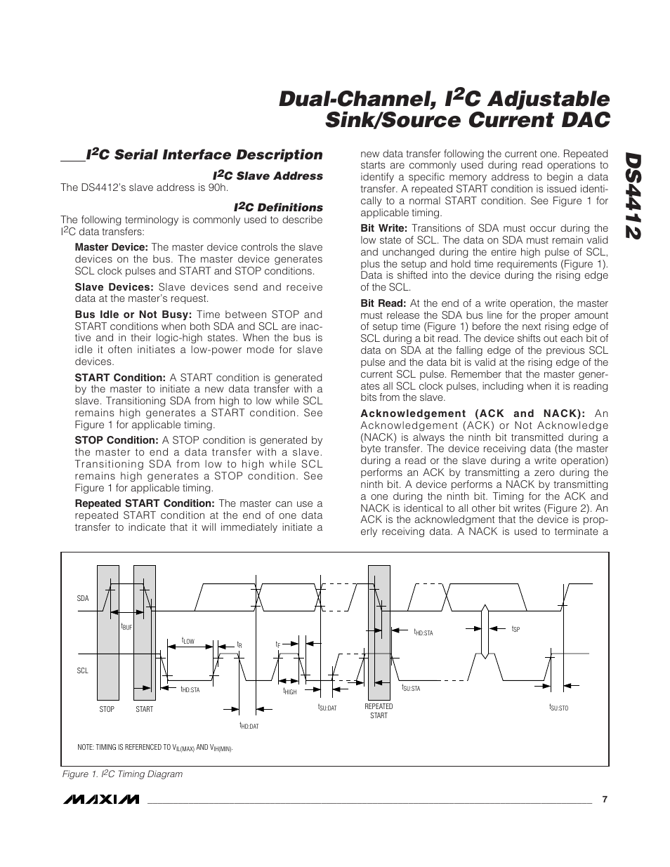Ds4412 dual-channel, i, C adjustable sink/source current dac, C serial interface description | Rainbow Electronics DS4412 User Manual | Page 7 / 9