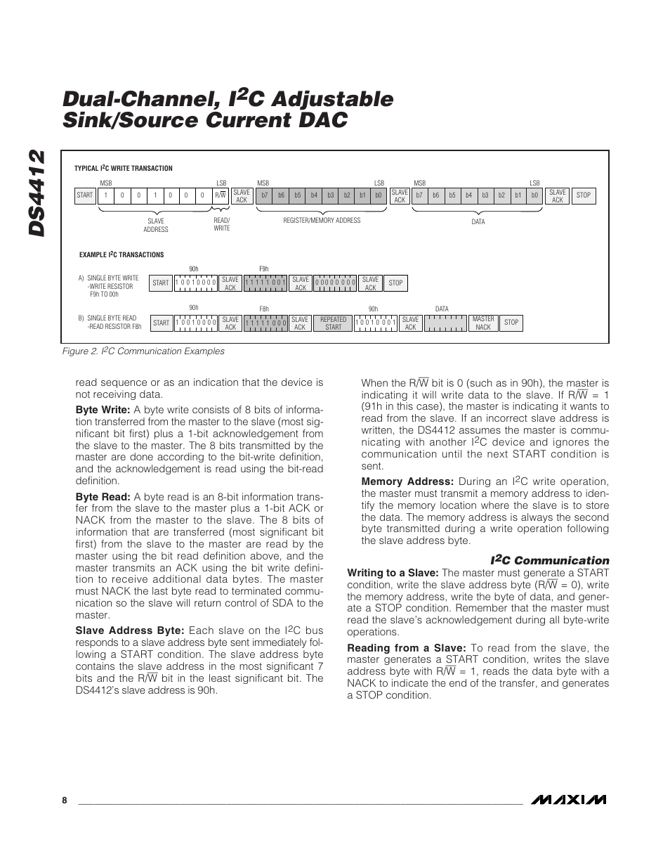 Ds4412 dual-channel, i, C adjustable sink/source current dac, C communication | Rainbow Electronics DS4412 User Manual | Page 8 / 9