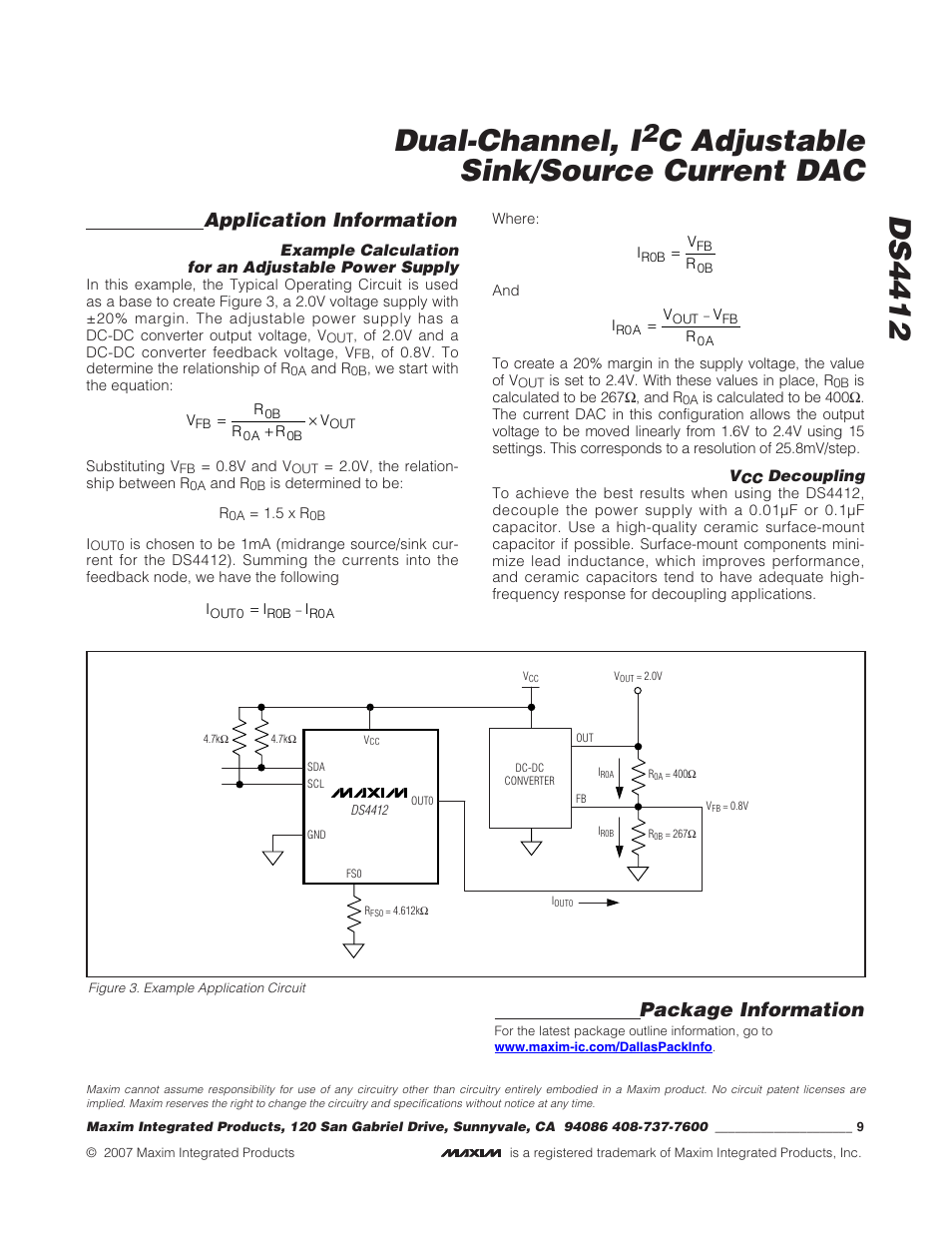 Ds4412 dual-channel, i, C adjustable sink/source current dac, Application information | Package information | Rainbow Electronics DS4412 User Manual | Page 9 / 9
