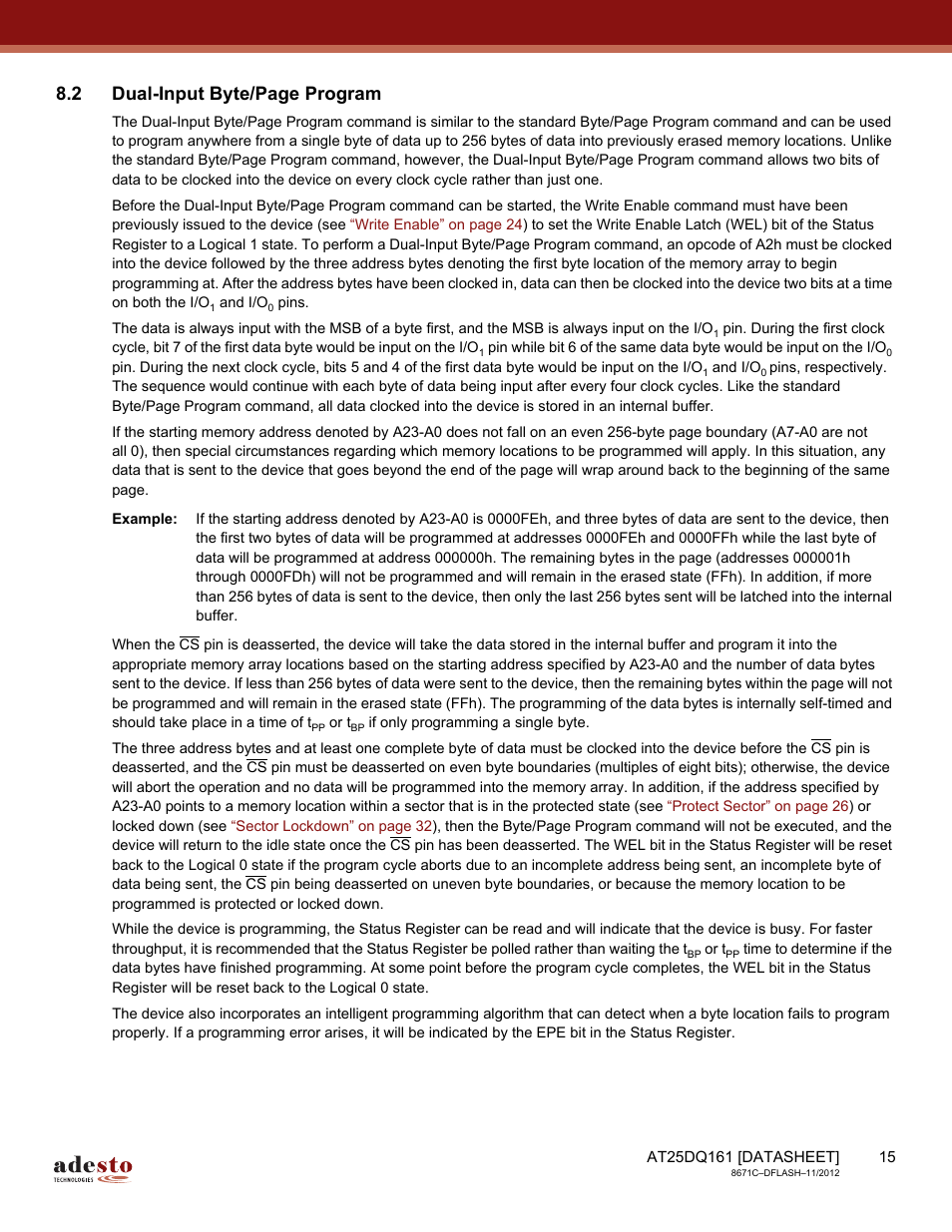 2 dual-input byte/page program | Rainbow Electronics AT25DQ161 User Manual | Page 15 / 65
