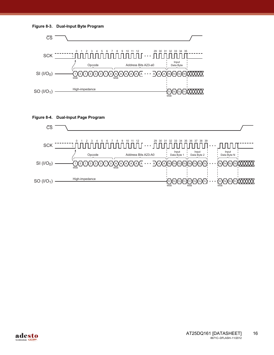 Sck cs si (i/o, So (i/o | Rainbow Electronics AT25DQ161 User Manual | Page 16 / 65