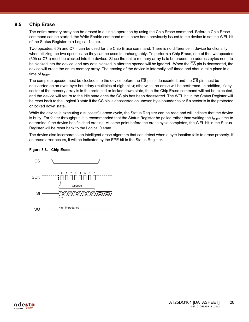 5 chip erase | Rainbow Electronics AT25DQ161 User Manual | Page 20 / 65