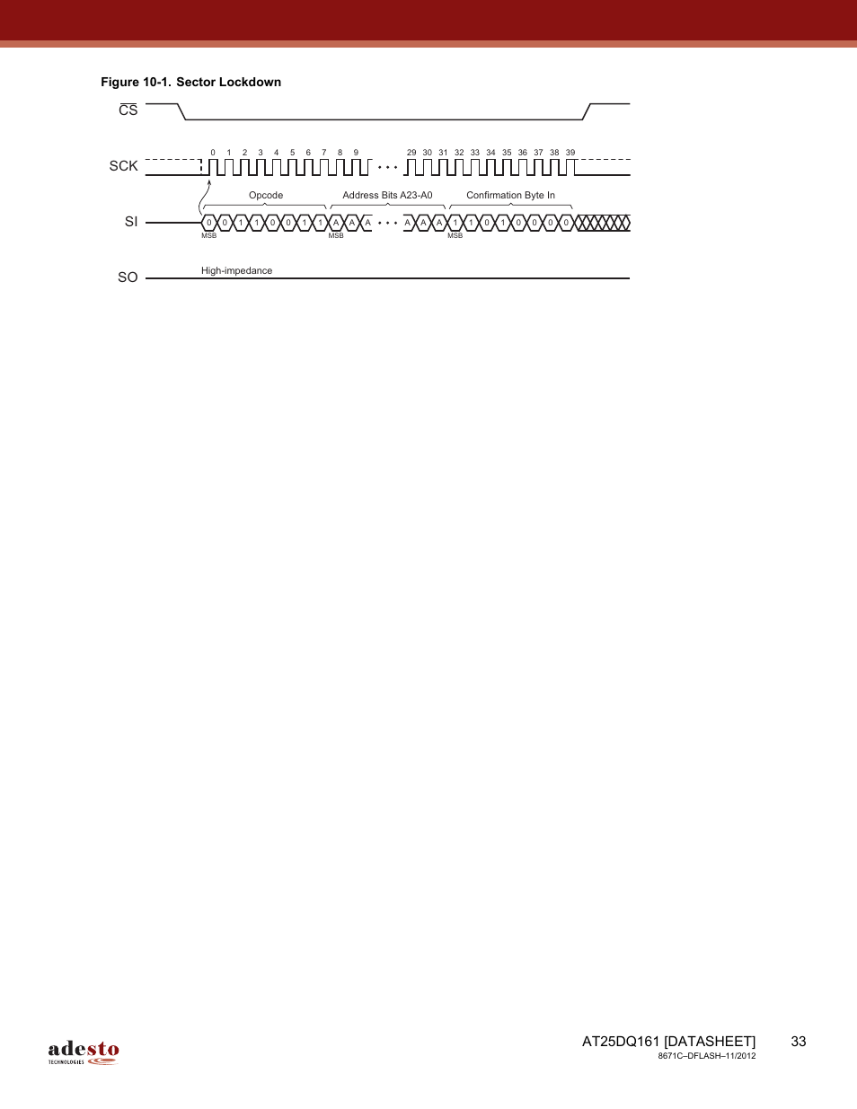Sck cs si so, Figure 10-1. sector lockdown | Rainbow Electronics AT25DQ161 User Manual | Page 33 / 65