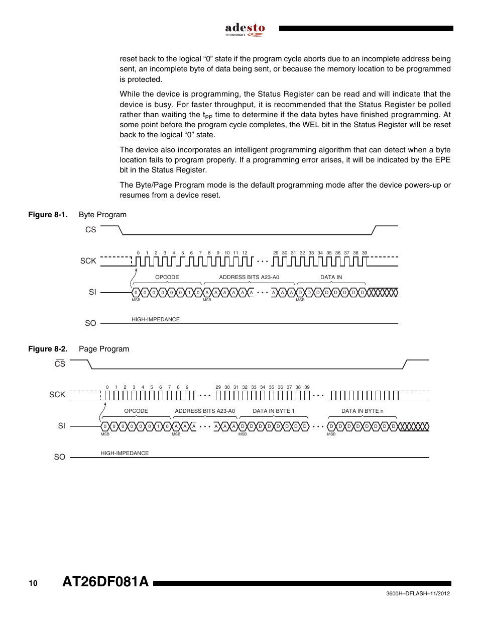 Sck cs si so | Rainbow Electronics AT26DF081A User Manual | Page 10 / 40