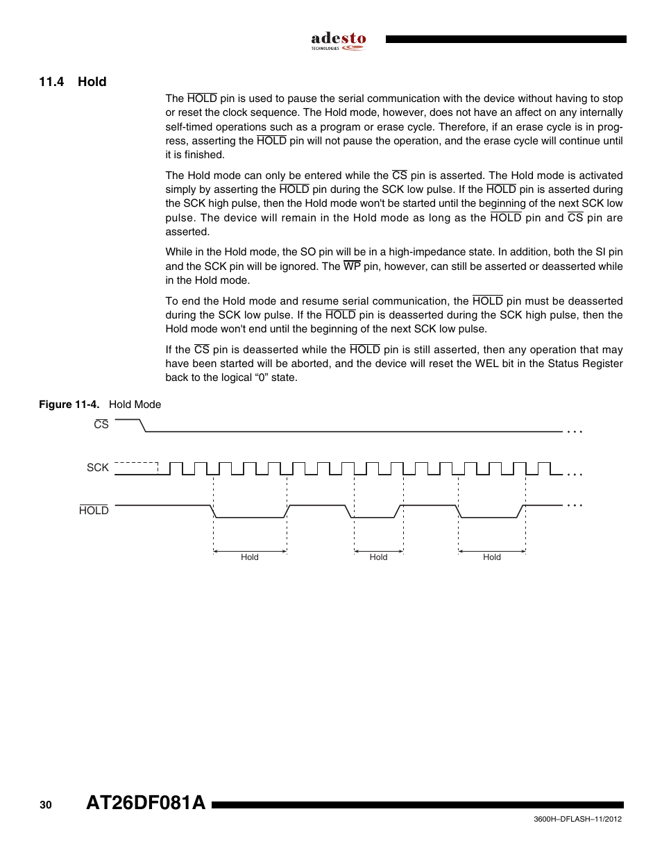 4 hold | Rainbow Electronics AT26DF081A User Manual | Page 30 / 40