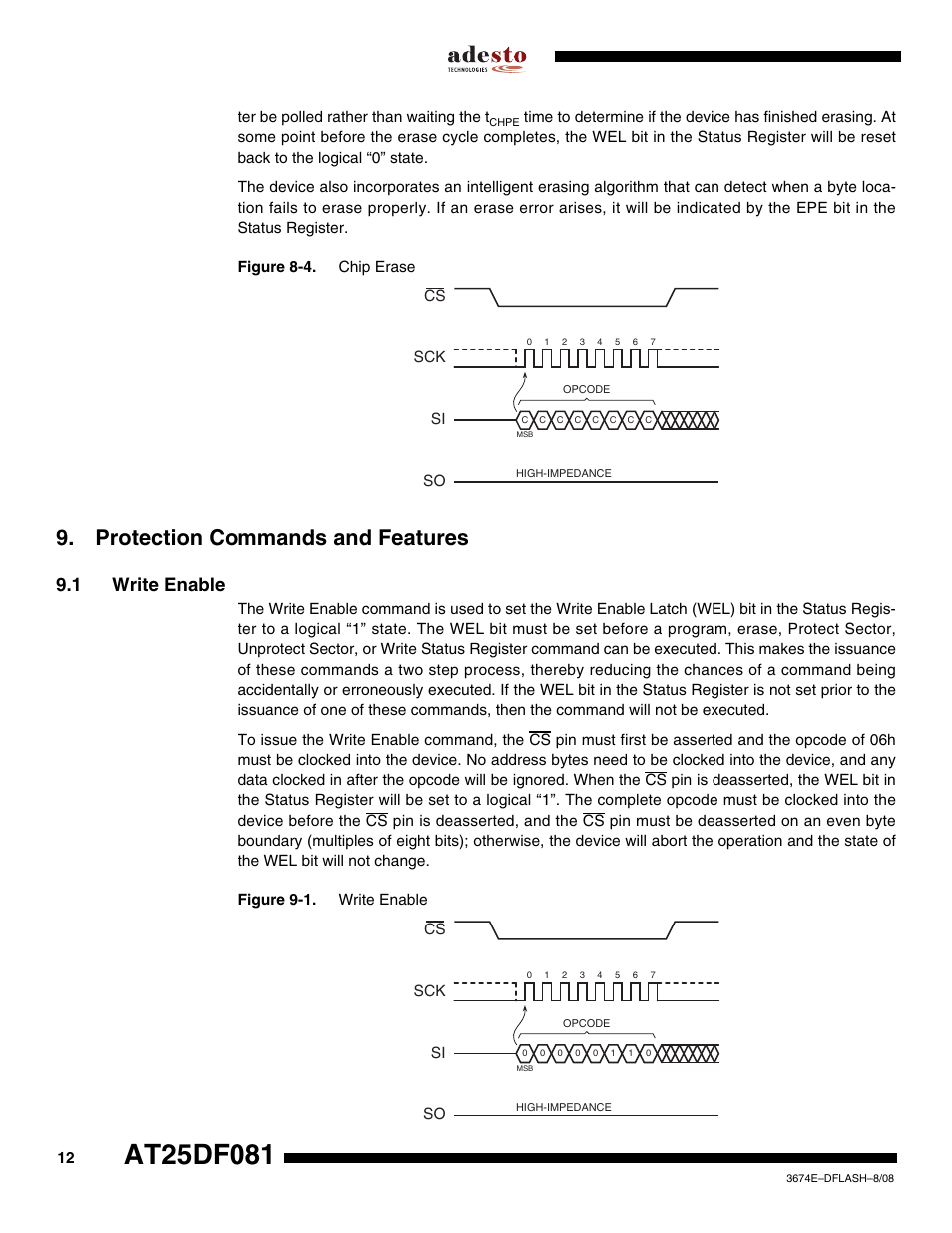 Protection commands and features, 1 write enable | Rainbow Electronics AT25DF081 User Manual | Page 12 / 38