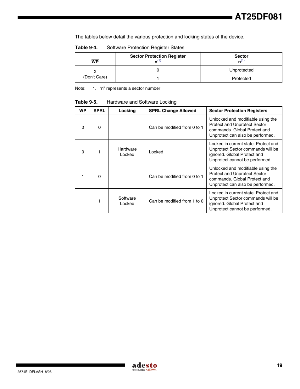 Rainbow Electronics AT25DF081 User Manual | Page 19 / 38