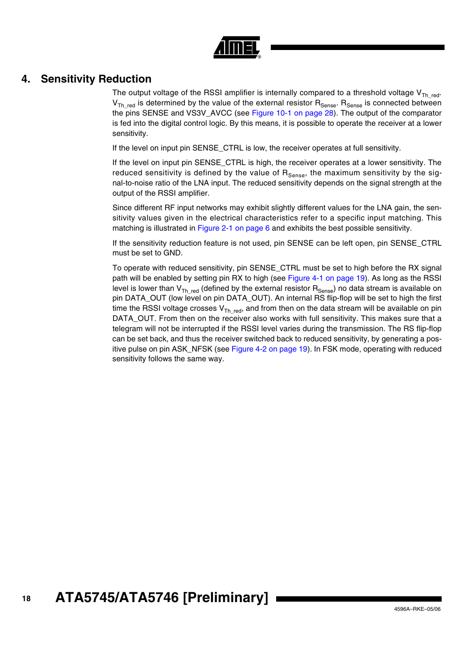 Sensitivity reduction | Rainbow Electronics ATA5746 User Manual | Page 18 / 43
