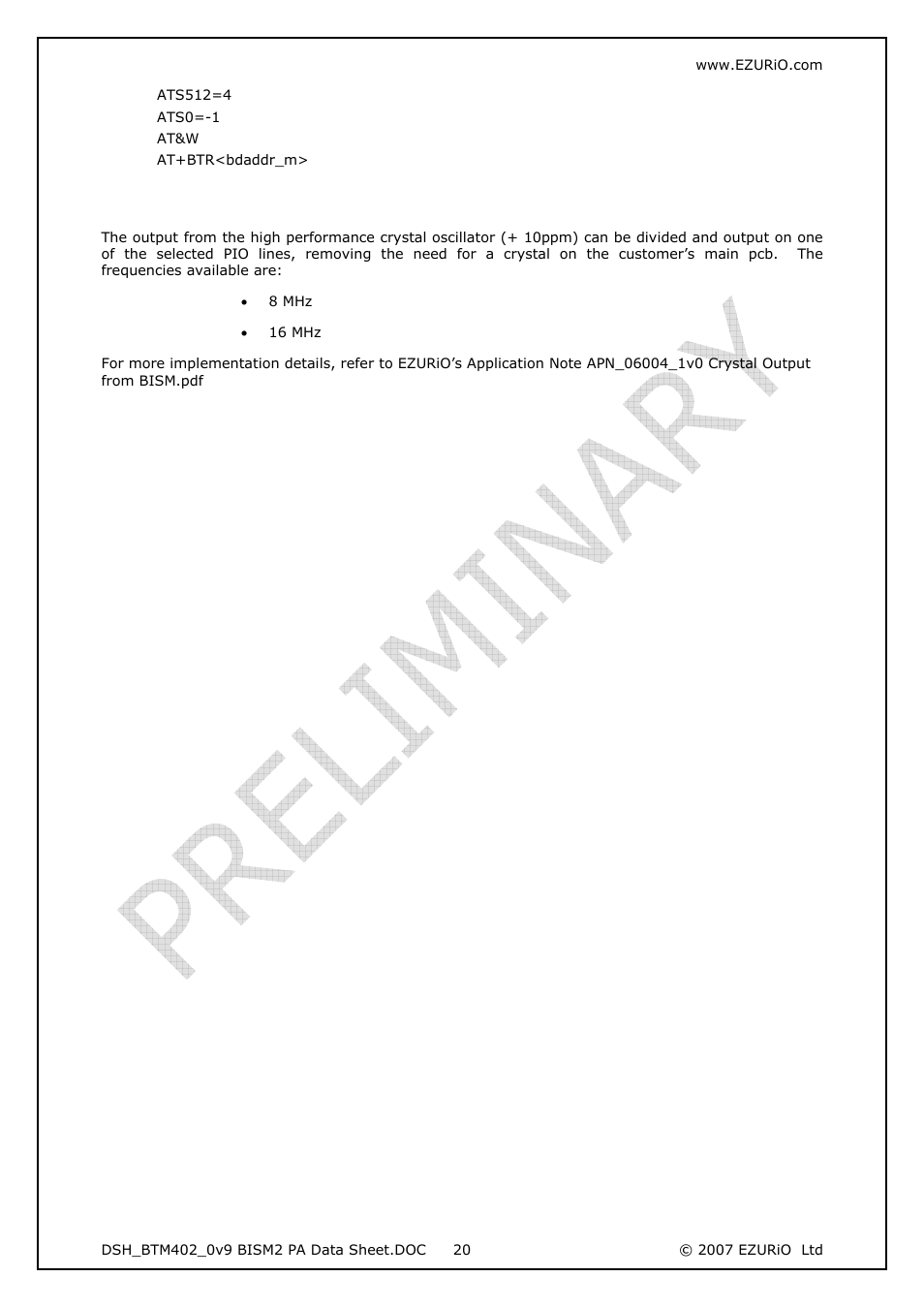 5 oscillator output, Oscillator output | Rainbow Electronics DAB-WLS-C21 (BlueTooth) User Manual | Page 20 / 32