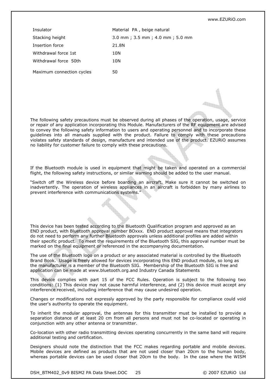 Qualification, 1 qualification process, 2 safety information | 3 certifications, 1 bluetooth qualification, Qualification process ion: ons, Safety informat, Certificati | Rainbow Electronics DAB-WLS-C21 (BlueTooth) User Manual | Page 25 / 32