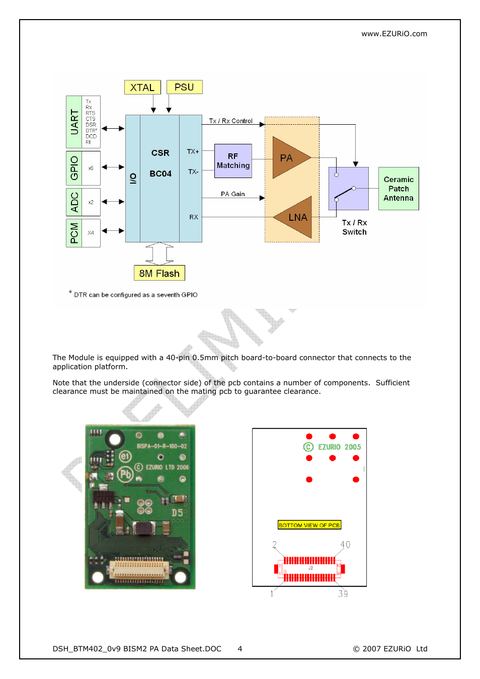 Functional block diagram, 1 interconnection, Interconnection | Rainbow Electronics DAB-WLS-C21 (BlueTooth) User Manual | Page 4 / 32