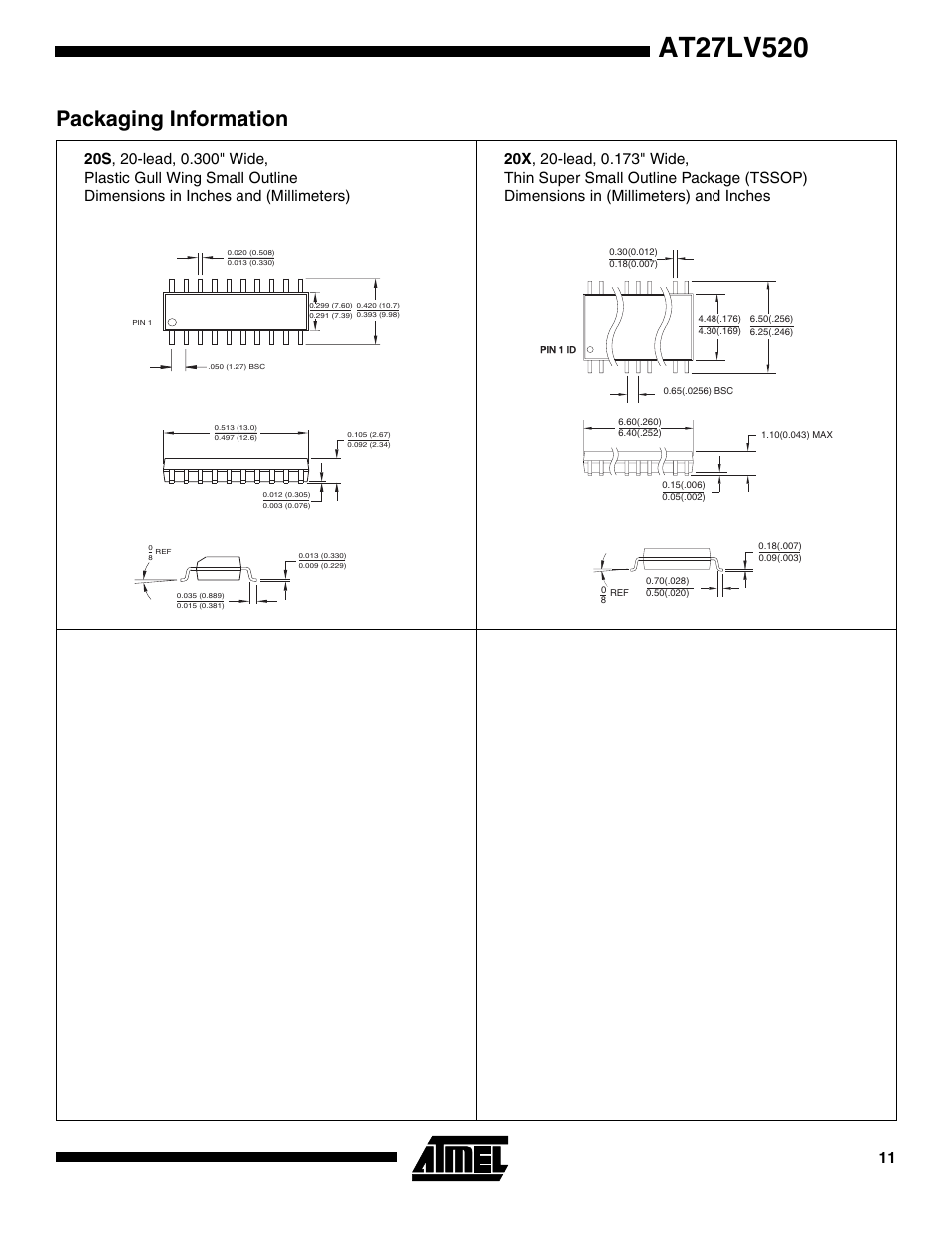 Packaging information | Rainbow Electronics AT27LV520 User Manual | Page 11 / 12