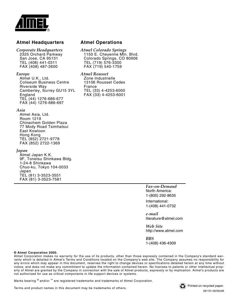 Rainbow Electronics AT27LV520 User Manual | Page 12 / 12