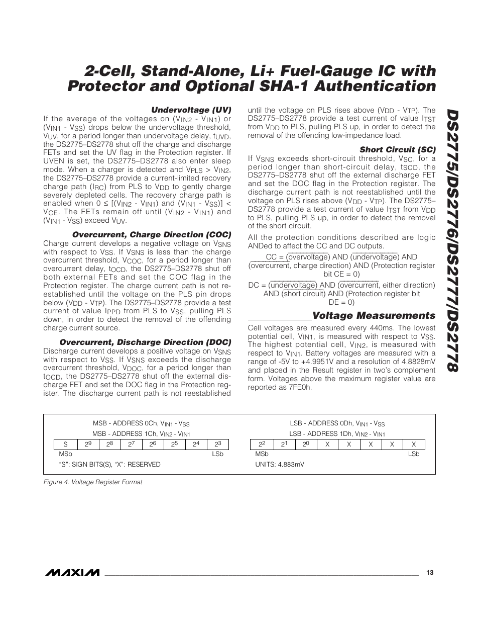 Voltage measurements | Rainbow Electronics DS2778 User Manual | Page 13 / 45