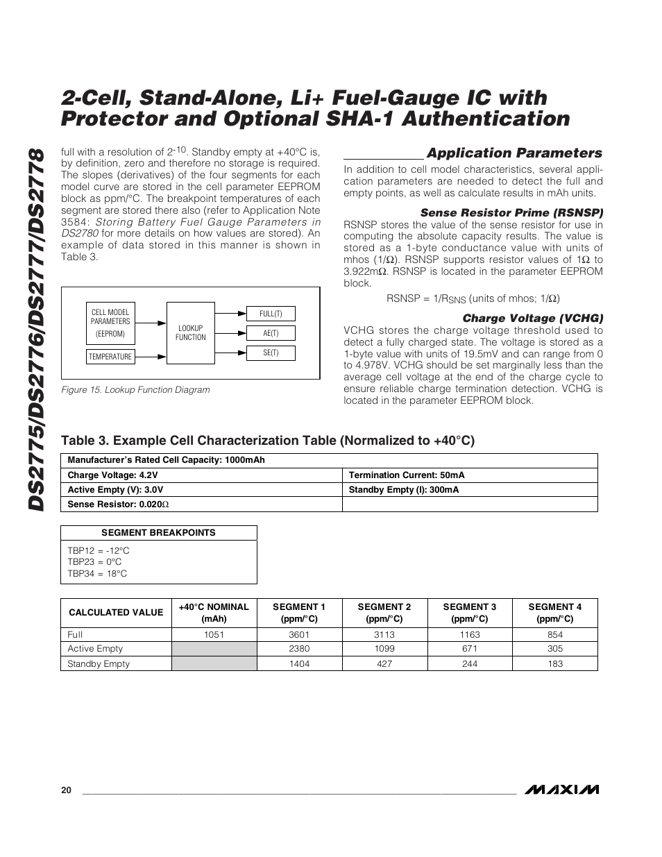 Application parameters | Rainbow Electronics DS2778 User Manual | Page 20 / 45