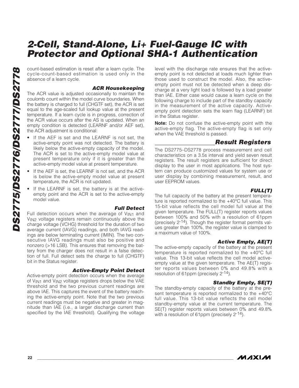Result registers | Rainbow Electronics DS2778 User Manual | Page 22 / 45