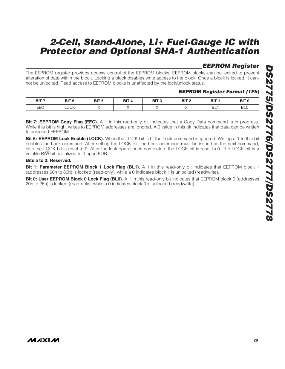 Eeprom register | Rainbow Electronics DS2778 User Manual | Page 29 / 45