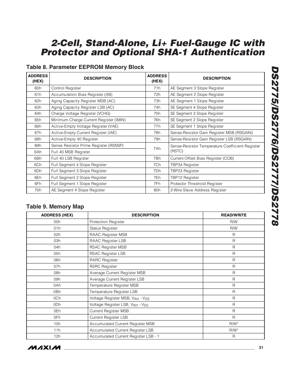 Rainbow Electronics DS2778 User Manual | Page 31 / 45
