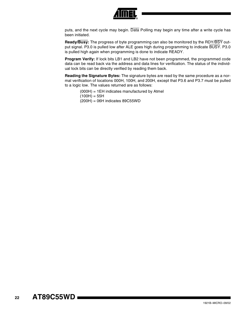 At89c55wd | Rainbow Electronics AT89C55WD User Manual | Page 22 / 37