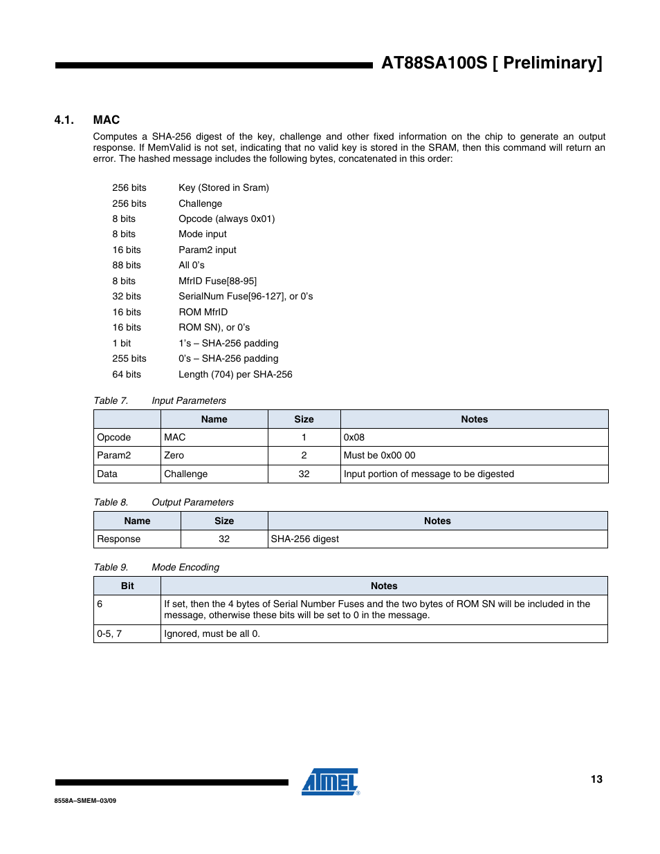 Rainbow Electronics AT88SA100S User Manual | Page 13 / 21