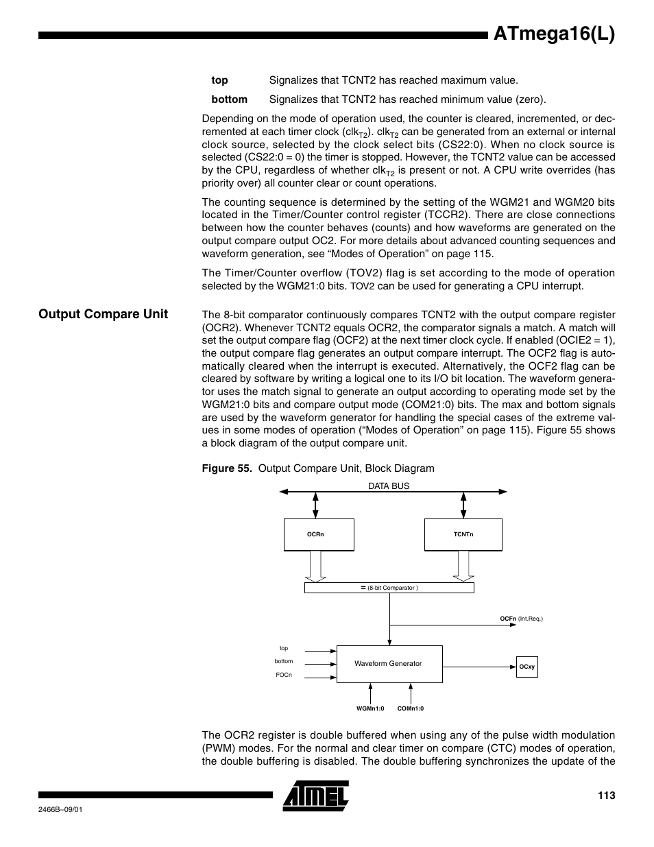 Output compare unit, Atmega16(l) | Rainbow Electronics ATmega64L User Manual | Page 113 / 298