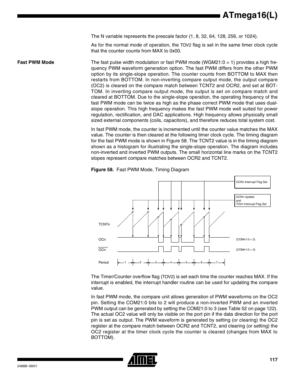 Fast pwm mode, Atmega16(l) | Rainbow Electronics ATmega64L User Manual | Page 117 / 298